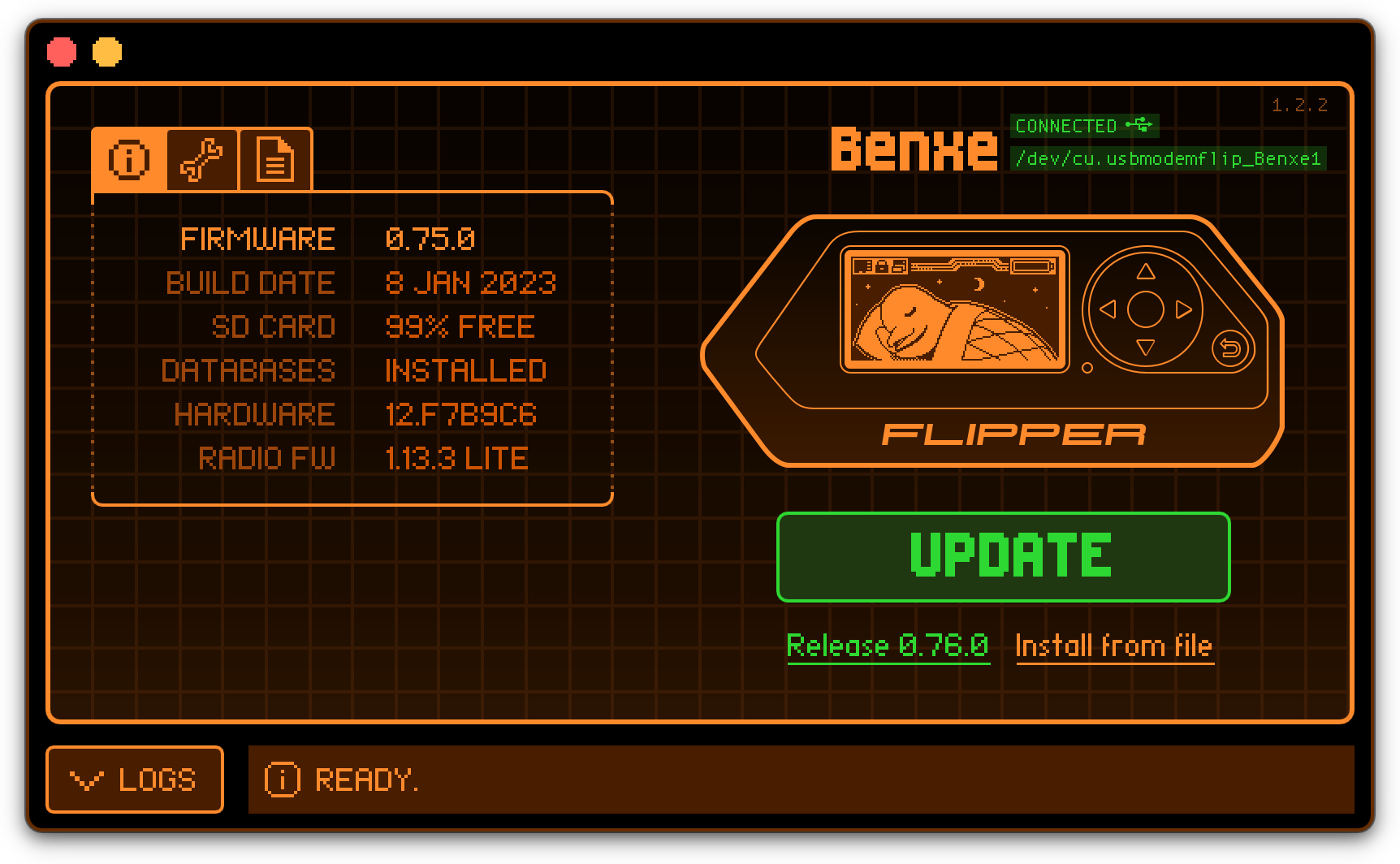 qFlipper showing pending update
