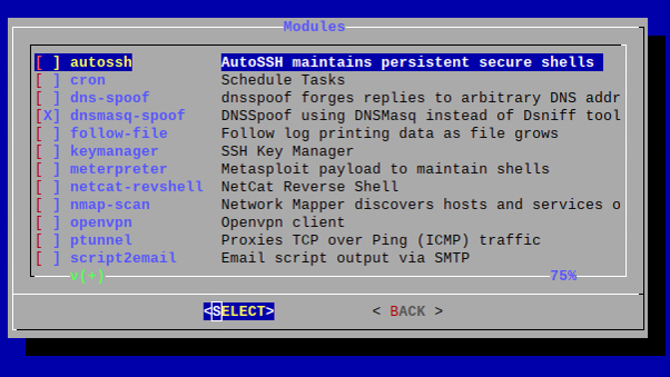 LAN Turtle configuration shell interface